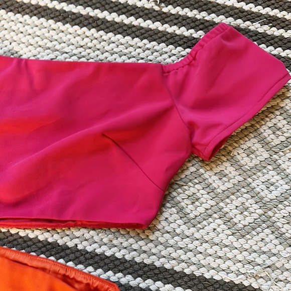 Lovers + Friends x Revolve Color block cut out red orange mini dress Sz XS - Picture 6 of 7